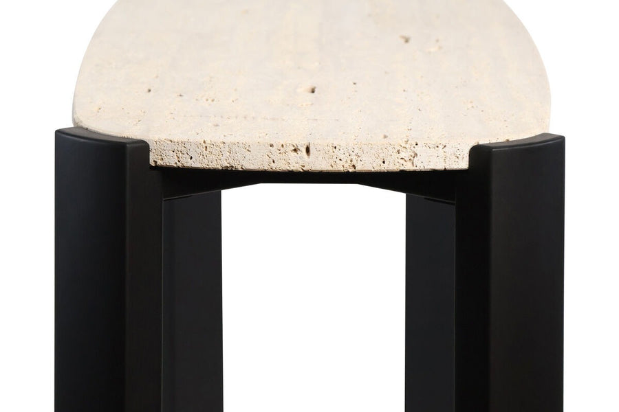Palermo Travertine Top and Black Acacia Wood Console Table