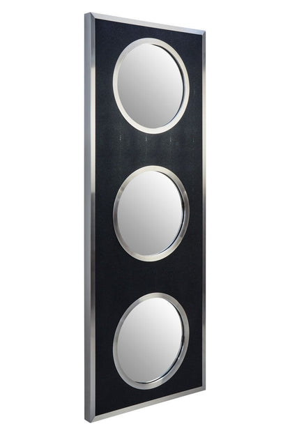 Cardona Black Shagreen Effect Wall Mirror with Silver Frame