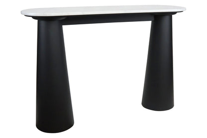 Waris White Marble Top and Black Mango Wood Console Table
