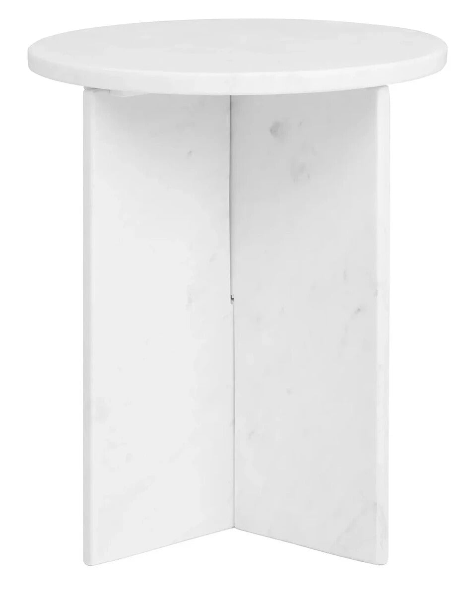 Savio Round White Marble Side Table