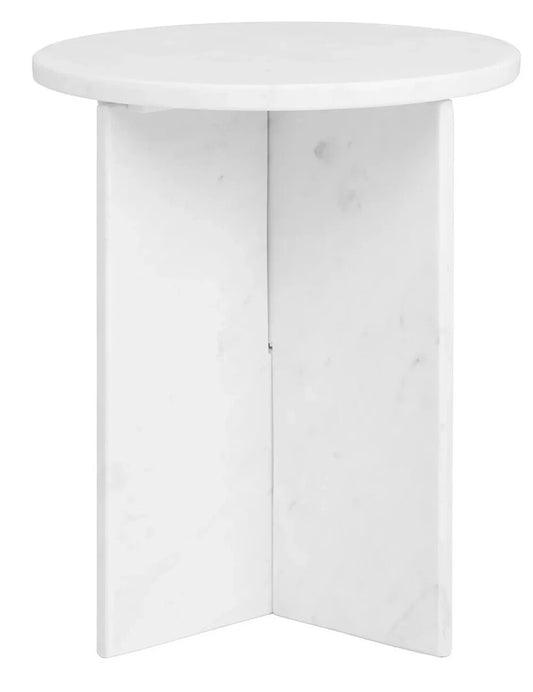 Savio Round White Marble Side Table