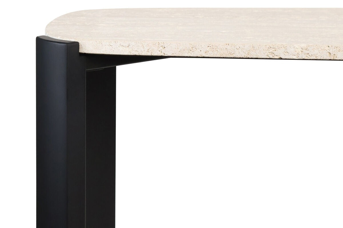 Palermo Travertine Top and Black Acacia Wood Console Table