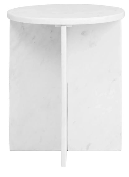 Savio Round White Marble Side Table