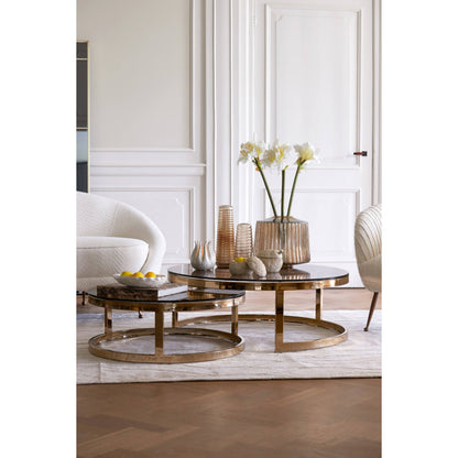 Milagro Set of 2 Round Coffee Tables - Light Gold