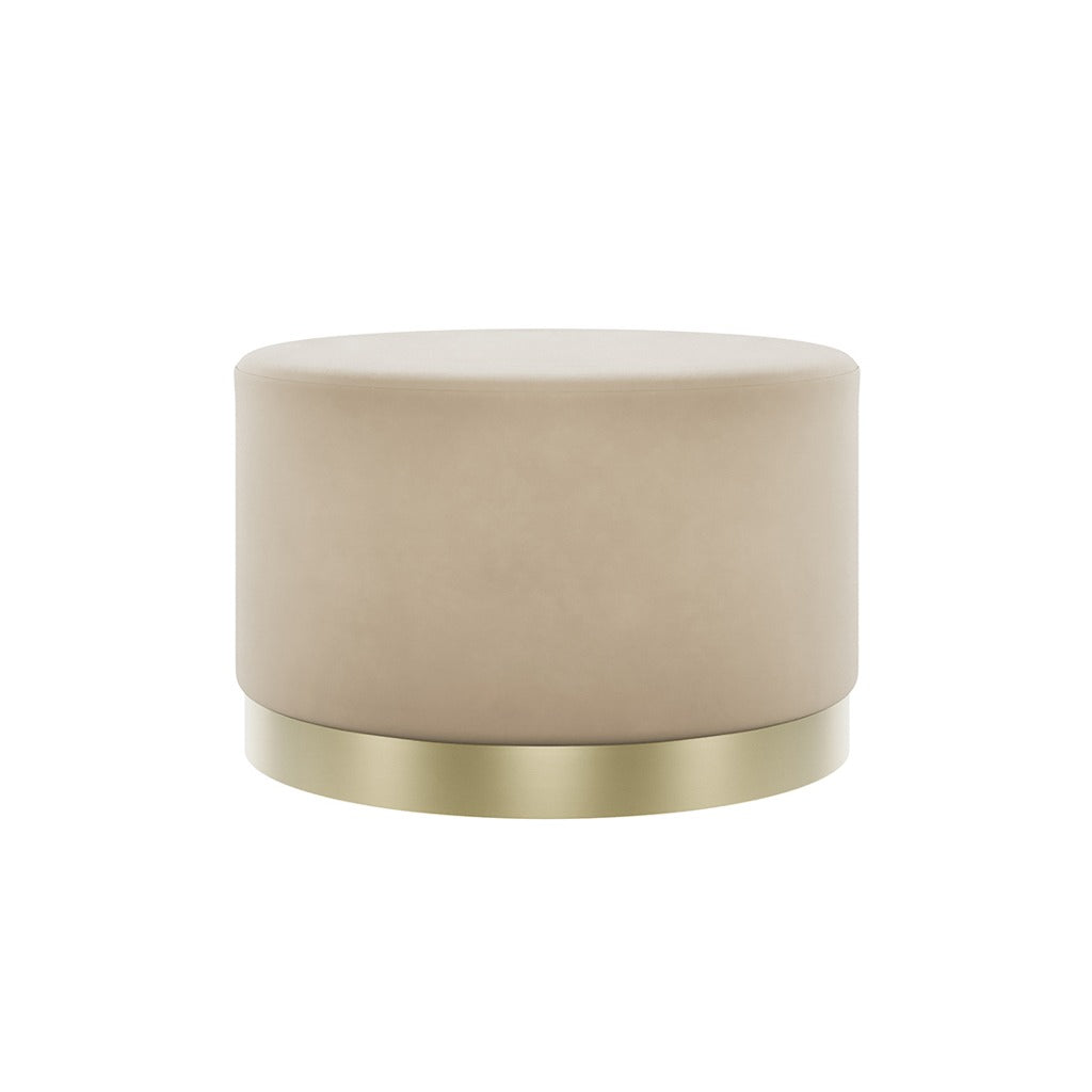 Lara Beige Velvet Pouffe