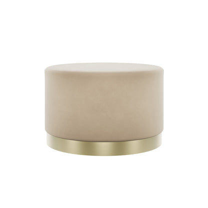 Lara Beige Velvet Pouffe