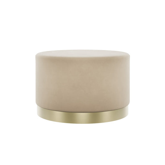 Lara Beige Velvet Pouffe
