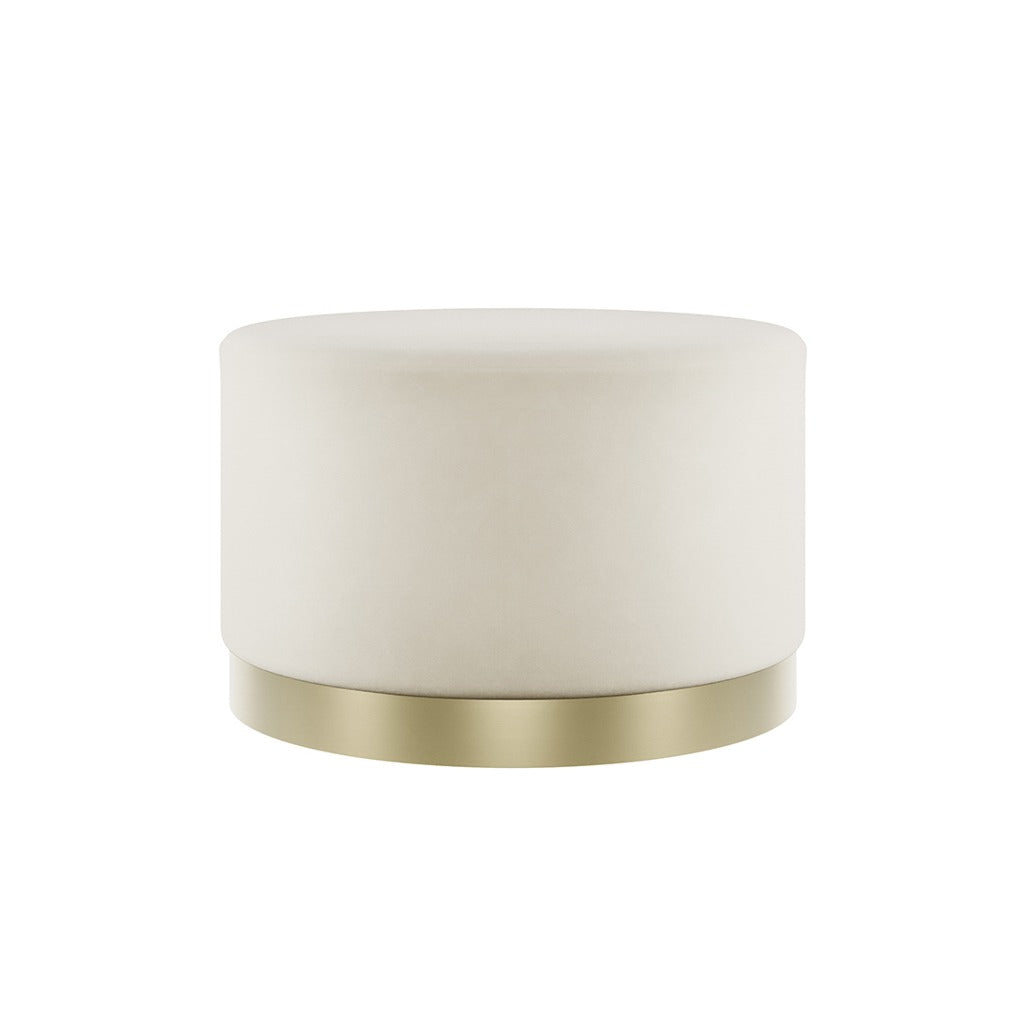 Lara Cream Velvet Pouffe