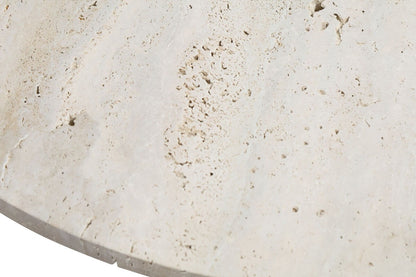 Wilbur Travertine Top and Black Finish Mango Wood Coffee Table