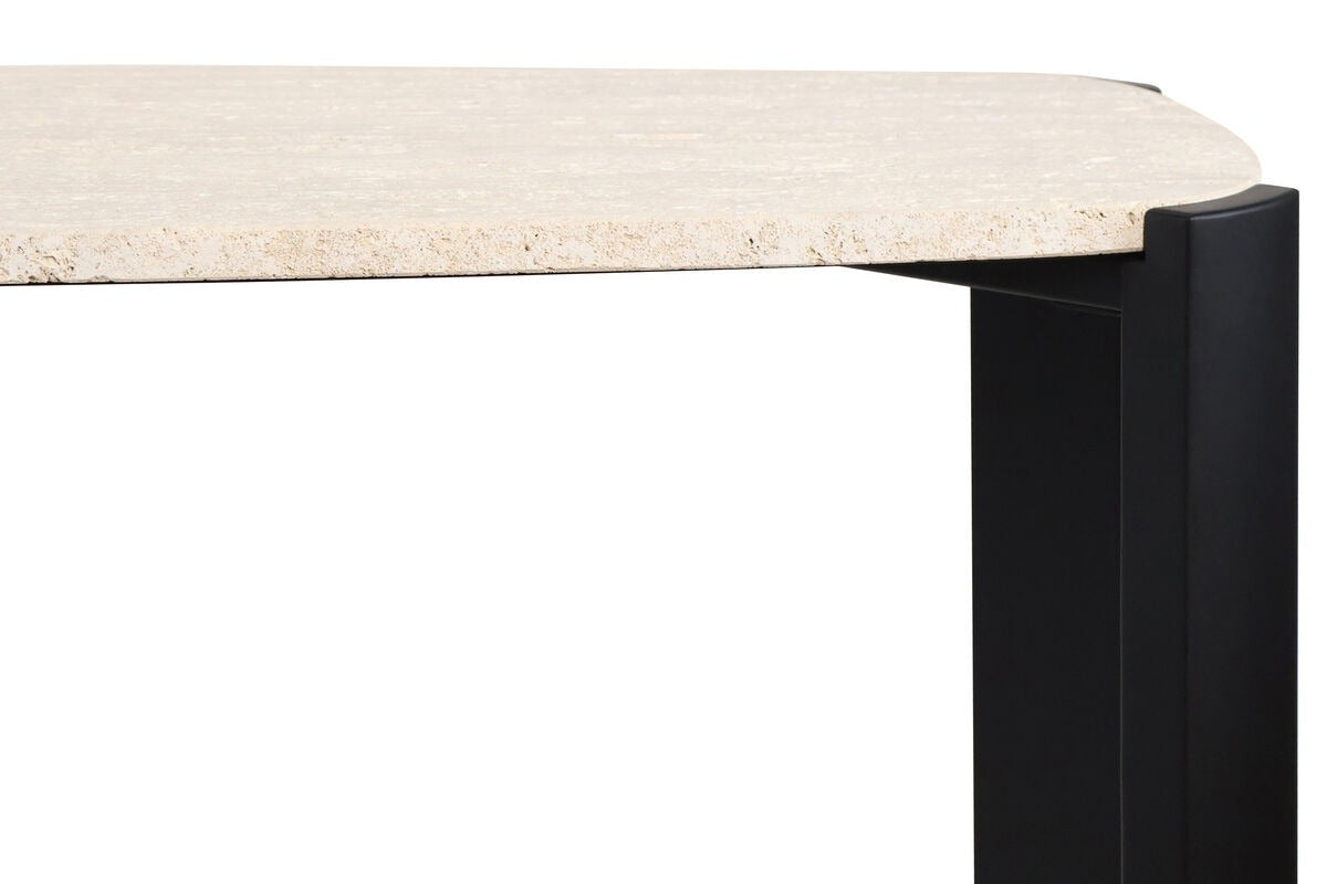 Palermo Travertine Top and Black Acacia Wood Console Table
