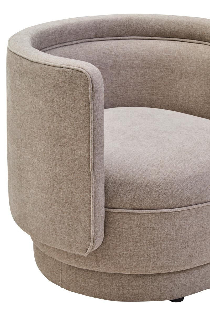 Drake Taupe Chenille Curved Chair