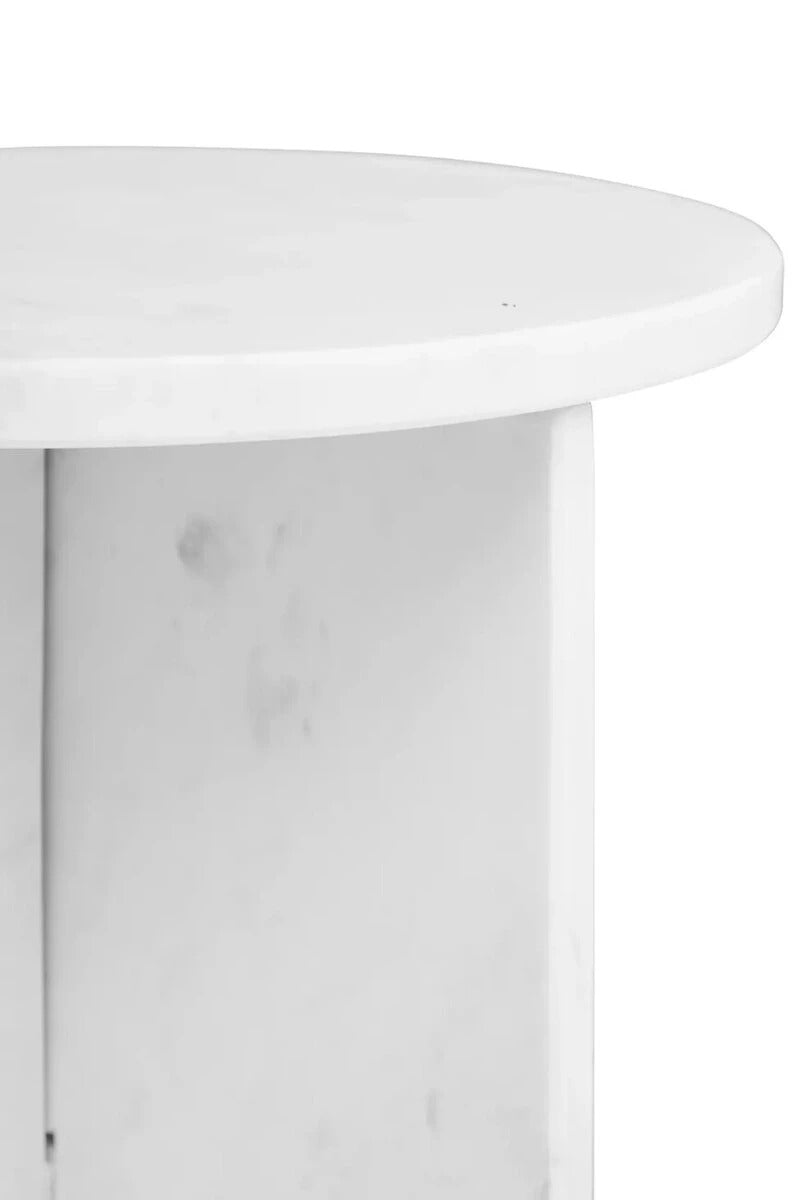 Savio Round White Marble Side Table