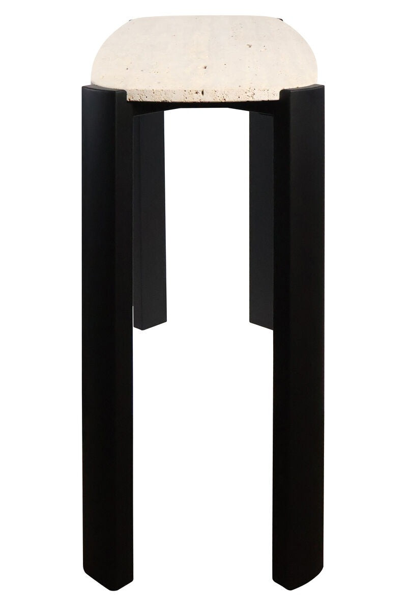 Palermo Travertine Top and Black Acacia Wood Console Table