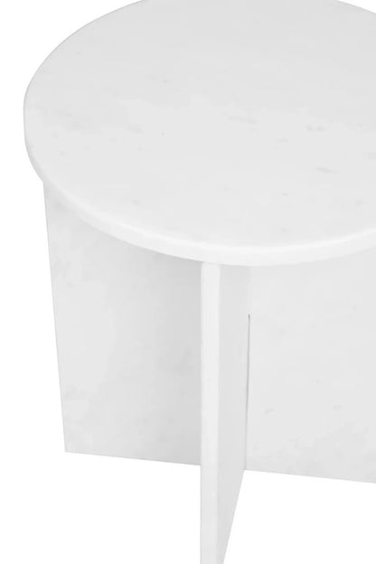 Savio Round White Marble Side Table