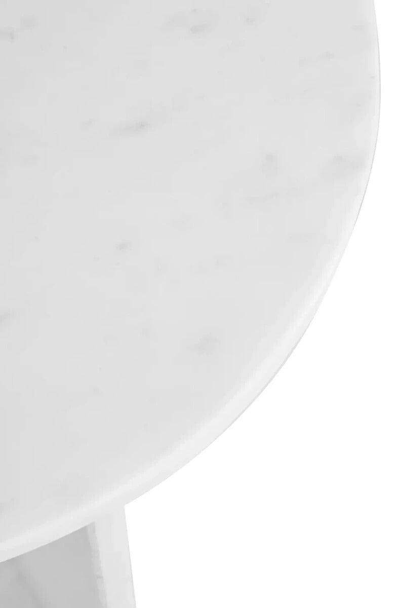 Savio Round White Marble Side Table