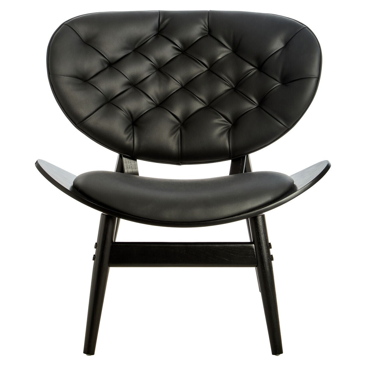 Vinsi Black Leather Effect Chair with Elm Wood Frame