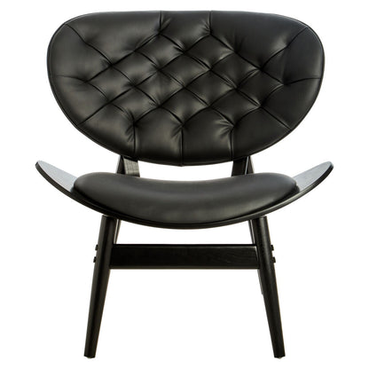 Vinsi Black Leather Effect Chair with Elm Wood Frame