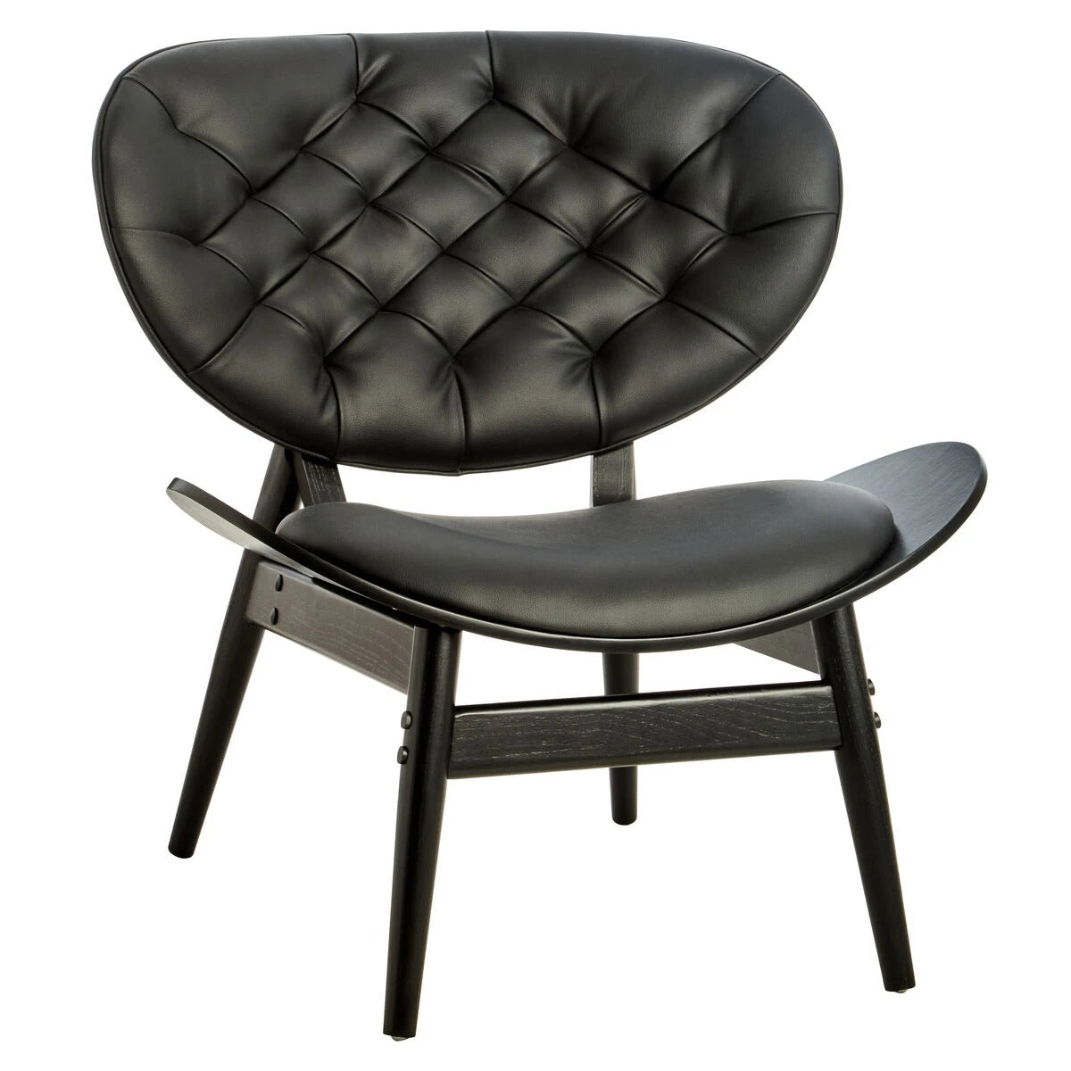 Vinsi Black Leather Effect Chair with Elm Wood Frame