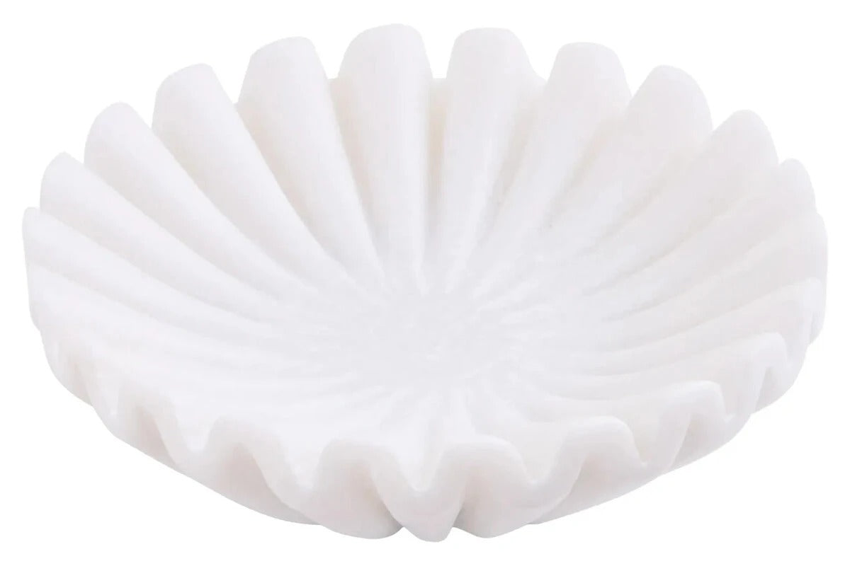 Savio White Fluted Marble Trinket Bowl