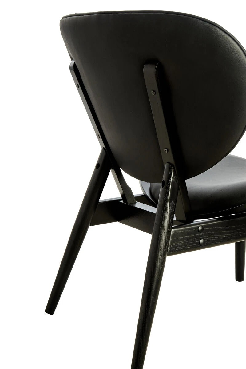 Vinsi Black Leather Effect Chair with Elm Wood Frame