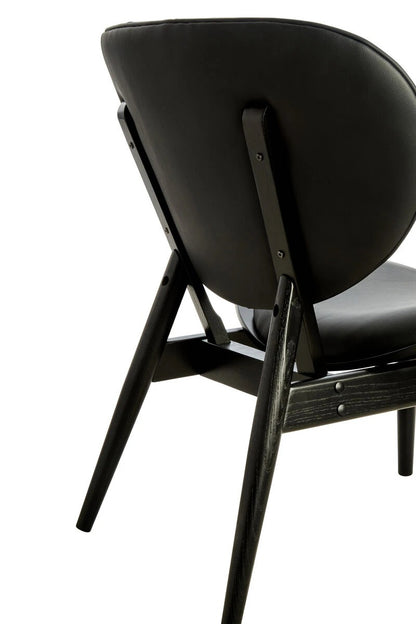 Vinsi Black Leather Effect Chair with Elm Wood Frame