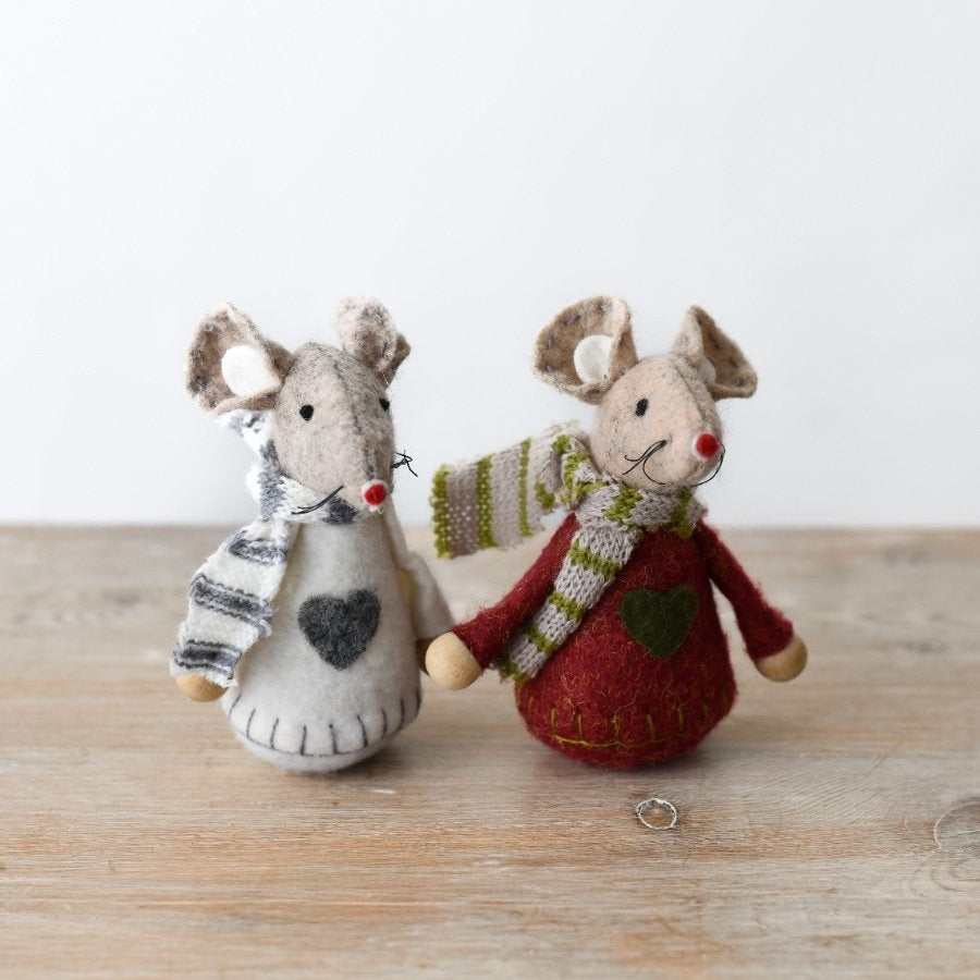 Red And White Heart Mice, 2 Assorted
