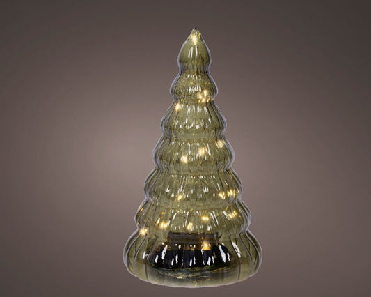 Green Glass Micro LED Tree Deco, 22cm