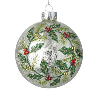 Glass Bauble Leaf Design, 8cm
