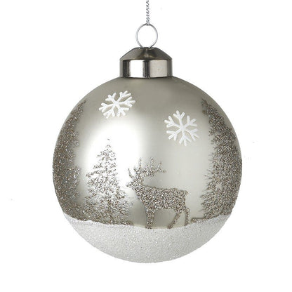 Hanging Holly Design Red Bauble, 8cm