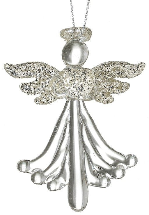 7cm Glass Angel with Gold Glitter Wings