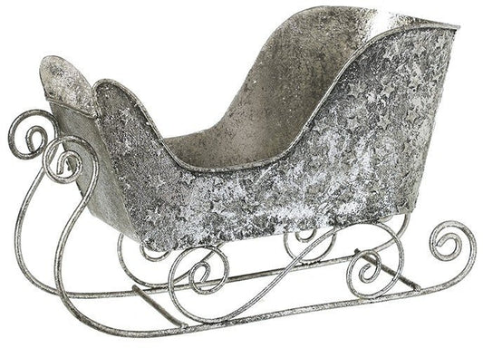 17.5cm Small Silver Metal Star Sleigh Decoration