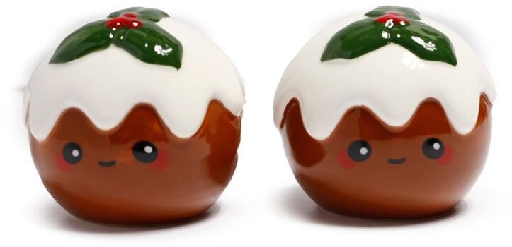 Salt & Pepper Shaker Set Foodiemals Christmas Pudding