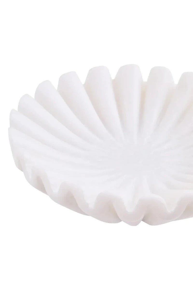 Savio White Fluted Marble Trinket Bowl