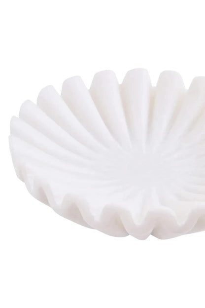 Savio White Fluted Marble Trinket Bowl