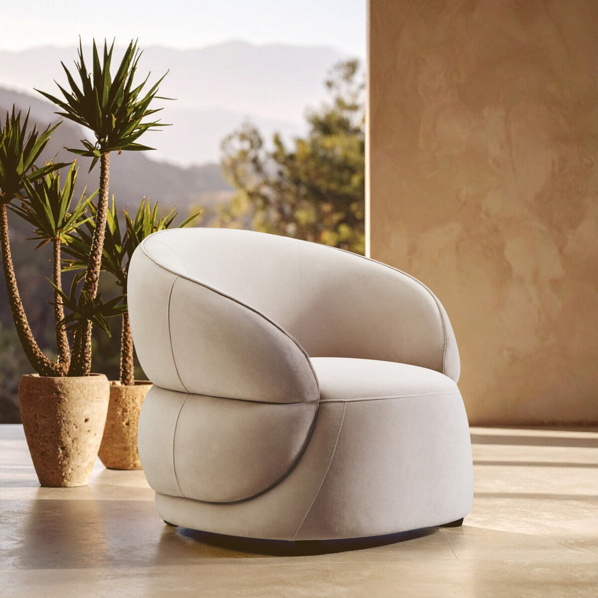 Darla Stone Velvet Curved Chair