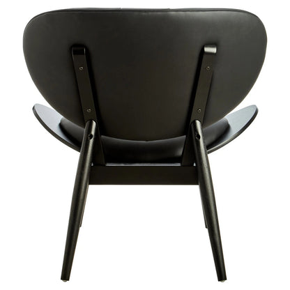 Vinsi Black Leather Effect Chair with Elm Wood Frame