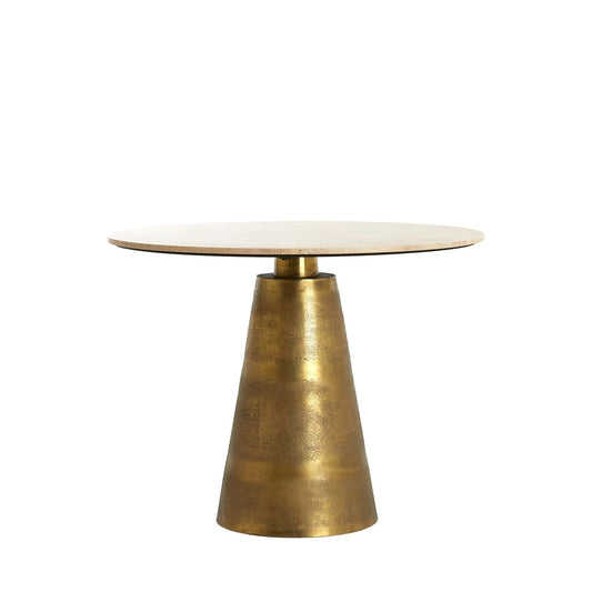 Ynez Travertine Round Dining Table 120 cm - Antique Bronze