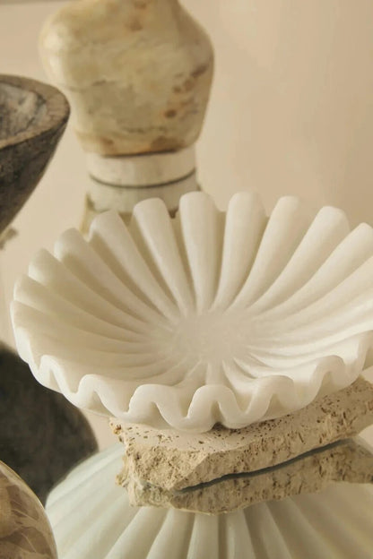 Savio White Fluted Marble Trinket Bowl
