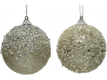 Beaded Glitter Baubles 2 Assorted
