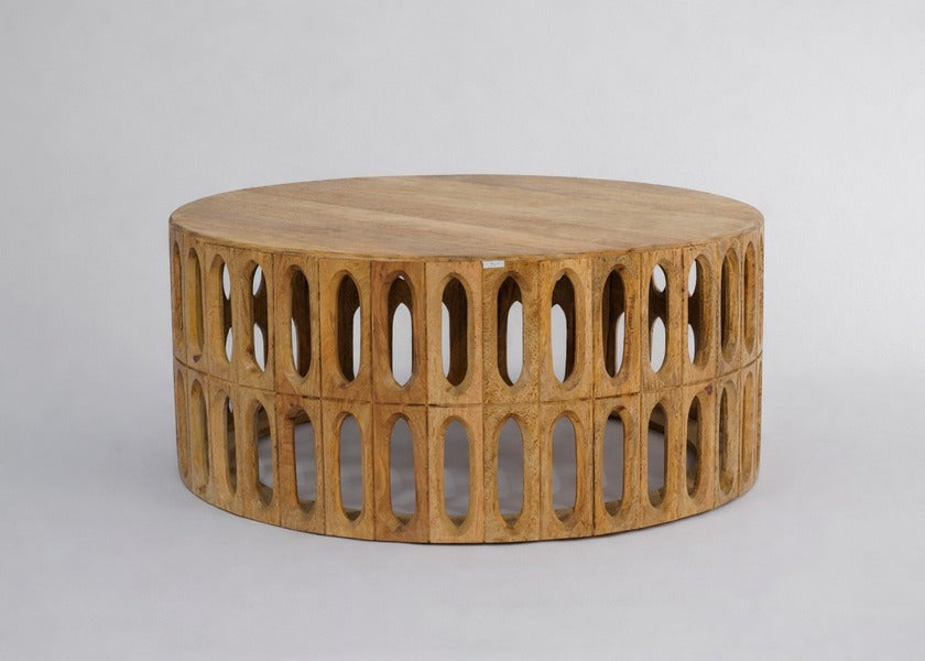 Kankra Carved Oval Tile Coffee Table