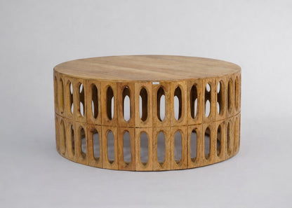 Kankra Carved Oval Tile Coffee Table