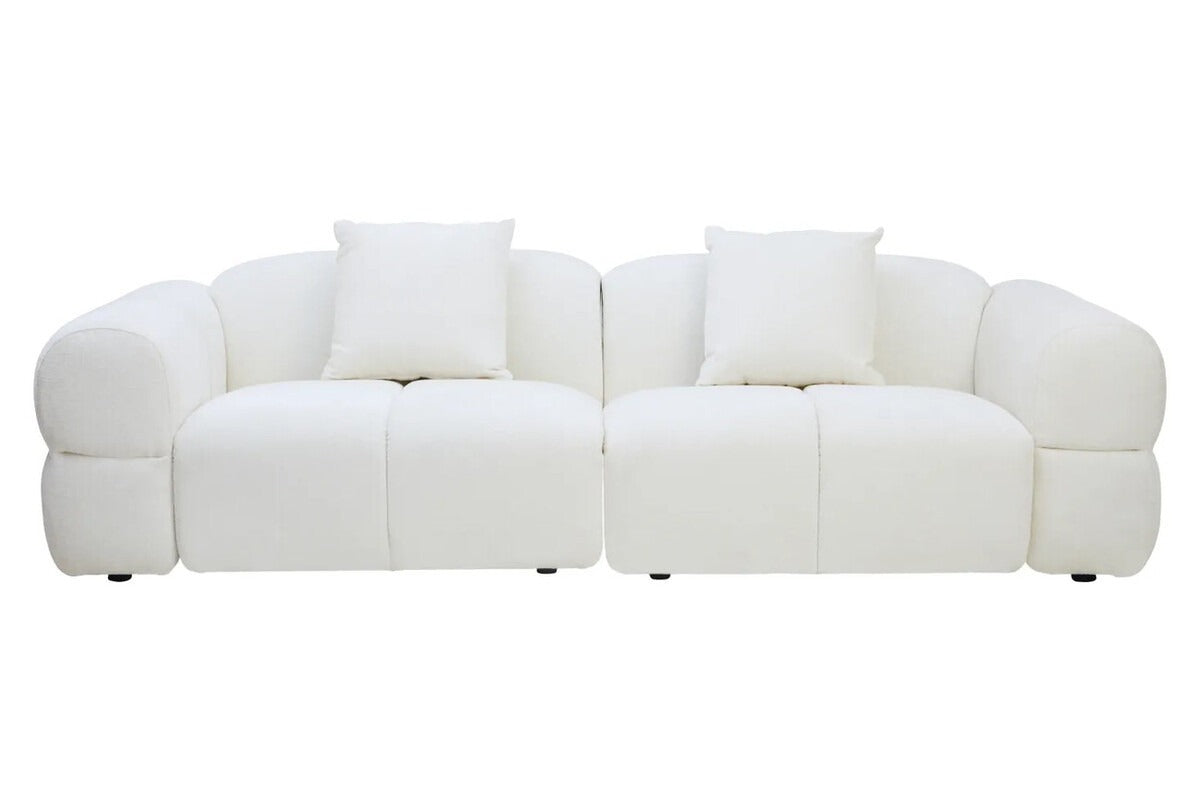 Anglet Cream Textured Fabric Large 3 Seater Sofa