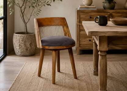 Bobas Wooden Chair W/ Fabric Seat