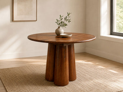 Rakhi Wooden Round Dining Table Wood Base
