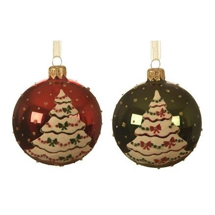 6/A Hanging Tree with Bow Bauble, 8cm