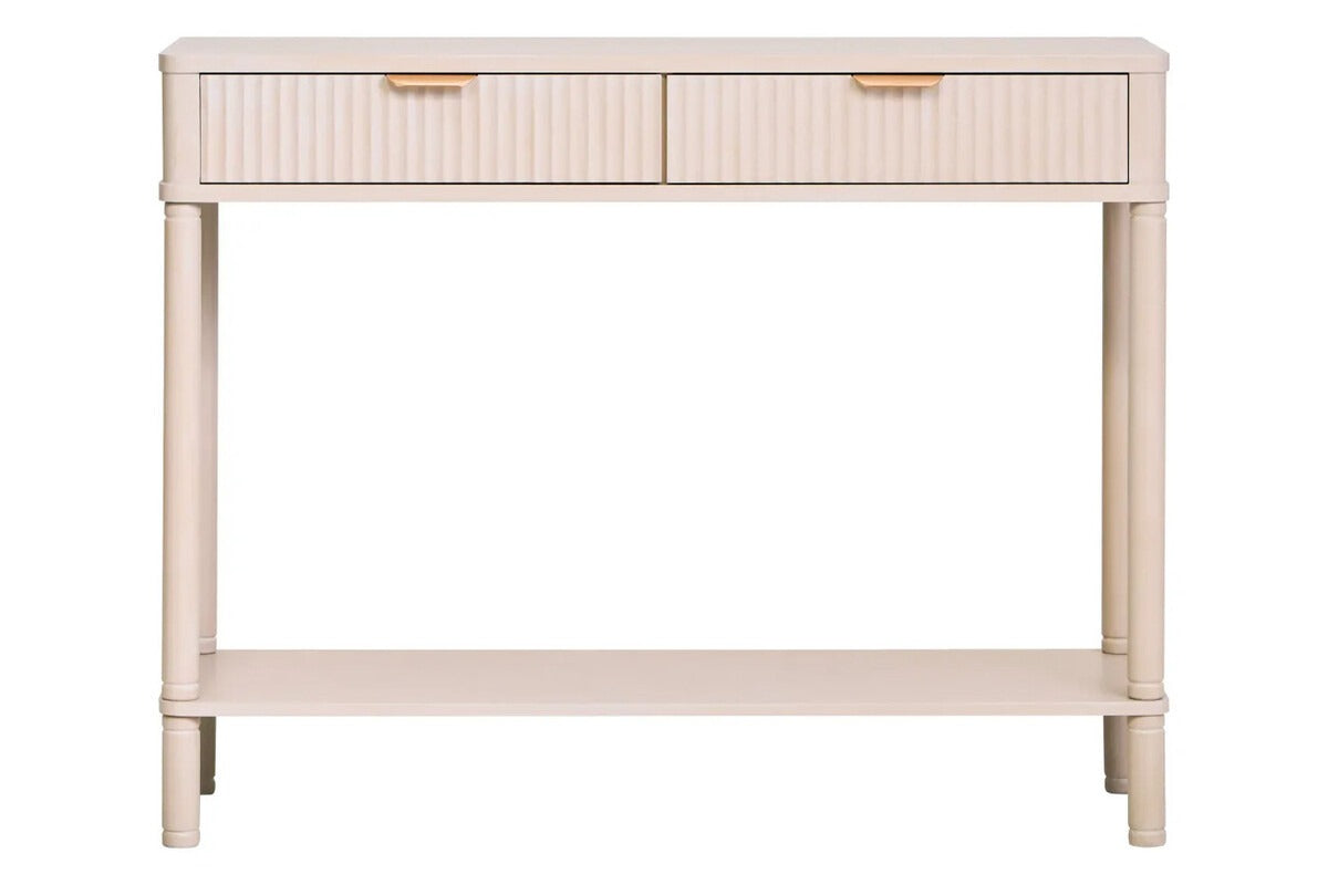 Heritage Two Drawer Reed Detail Taupe Wooden Console Table