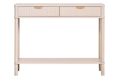 Heritage Two Drawer Reed Detail Taupe Wooden Console Table