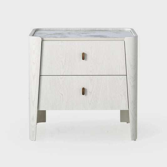 Kelly 2 Drawer Bedside Large White Ash