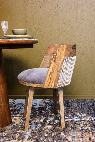 Bobas Wooden Chair W/ Fabric Seat