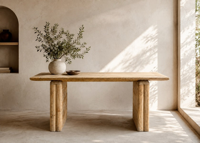 Dewan Wooden Sq. Design Wood Top Dining Table